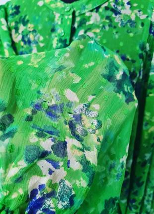 Роскошная прекрасная восхитительная шифоновая блузка блуза пышные объемные рукава цветочный принт цветы6 фото