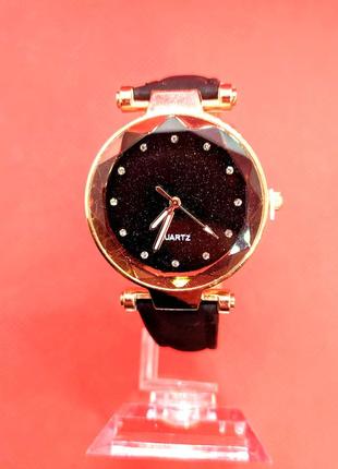 Стильные женские черные часы ➕ подарок женский браслет3 фото