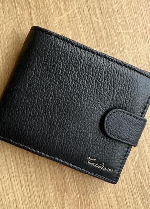 Кошелек портмоне мужское черное из натуральной кожи tailian, бумажник кожаный мужской