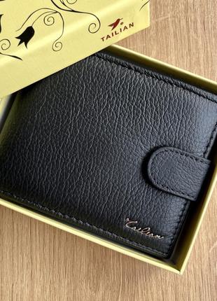 Кошелек портмоне мужское черное из натуральной кожи tailian, бумажник кожаный мужской8 фото