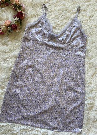 Сатиновая ночная рубашка в цветочный принт h&amp;m1 фото
