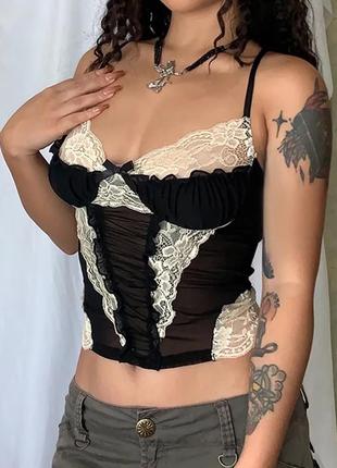 Топ корсет кружевная майка y2k dollskill
