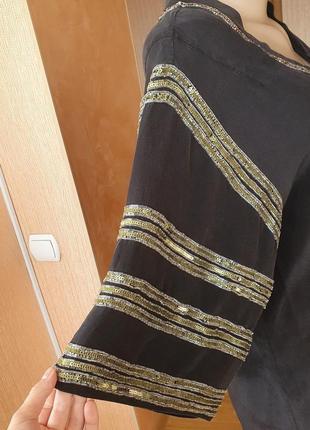 Качественная брендовая натуральная шелковая вышитая туника/платье прямого фасона м -л7 фото