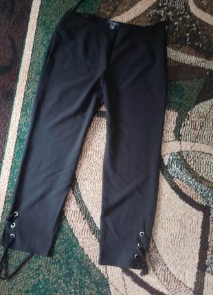 Черные классические брюки с шнуровкой/ завязками2 фото