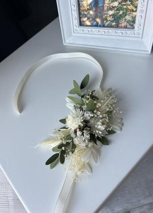Набор свадебный. бутоньерка и браслет с эвкалиптом