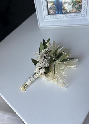 Набор свадебный. бутоньерка и браслет с эвкалиптом4 фото