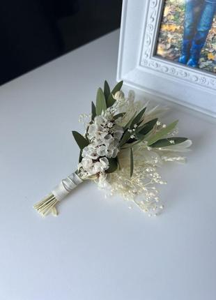 Набор свадебный. бутоньерка и браслет с эвкалиптом