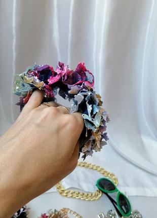 Гумка для волосся пишна фатин сітка розшитими квітами різні кольори9 фото