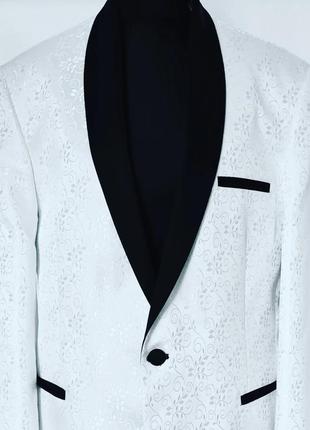Невероятный элегантный роскошный прекрасный стильный изысканный винтажный белый пиджак смокинг ретро винтаж унисекс5 фото