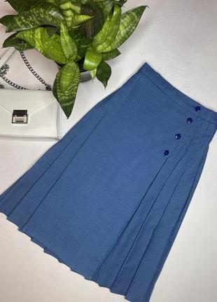 Плиссированная миди-юбка синяя2 фото
