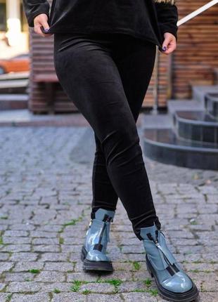 Супер стильні лосини з велюру на бавовняній основі розміри батал