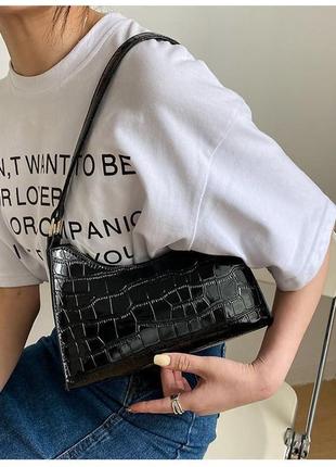 Женская элегантная трендовая сумочка сумка черная/белая3 фото