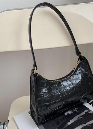 Женская элегантная трендовая сумочка сумка черная/белая2 фото