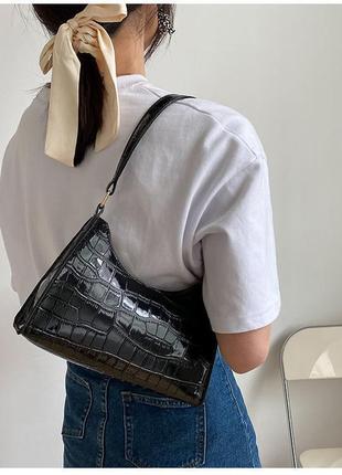 Женская элегантная трендовая сумочка сумка черная/белая4 фото