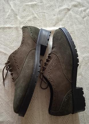 Натуральна замша оливкові туфлі лофери