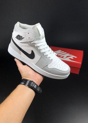 Мужские кроссовки nike air jordan 1 mid light smoke grey / топовые кроссовки на осень