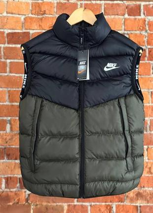 Жилетка nike хаки с черным / жилет найк