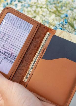 Обложка для id паспорта женская кожаная светло-коричневая с тиснением сова | обложка для прав 4 отдела9 фото