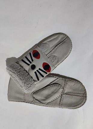 Рукавиці дитячі. сірі з котом. нові