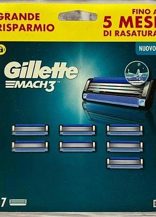 Змінні картриджі для гоління чоловічі gillette gillette mach3 7 шт., (оригінал)