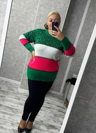 Стильный свитер, р.уни 48-56, вязка, разноцветный