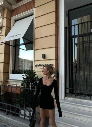 Осенние мини черное платье 🖤 6