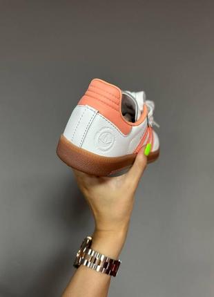 Женские кроссовки adidas samba “white / peach” premium #адидас2 фото