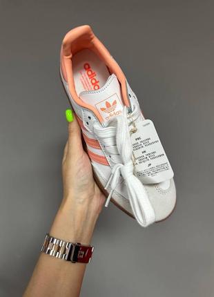 Женские кроссовки adidas samba “white / peach” premium #адидас5 фото