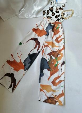Стильні літні штани палаццо туреччина з натуральної тканини льон