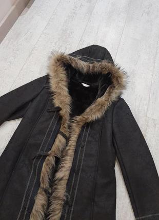 Классная длинная дубленка дубленка пальто парка евро зима6 фото