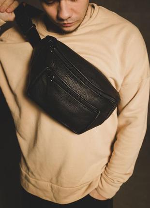 Сумка на пояс мужская из натуральной кожи, сумка через плечо3 фото