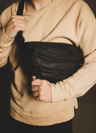 Сумка на пояс мужская из натуральной кожи, сумка через плечо4 фото