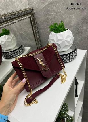 Клатч красный бордо маленькая сумка замш