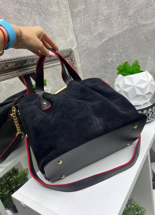 Женская классическая сумка пудровая, пудра, персиковая классическая из эко-кожи и замши, замш, замшевая а44 фото