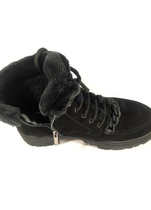Женские ботинки  зимние замшевые черные . обувь больших размеров7 фото