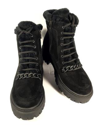Женские ботинки  зимние замшевые черные . обувь больших размеров6 фото