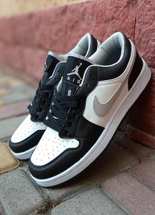 Nike air jordan 1 low низкие белые с черным кроссовки мужские кожаные найк джордан осенние кожа кеды