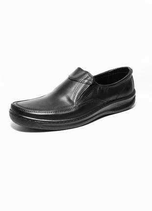 Туфли мужские кожаные на резинке сomfort черные6 фото