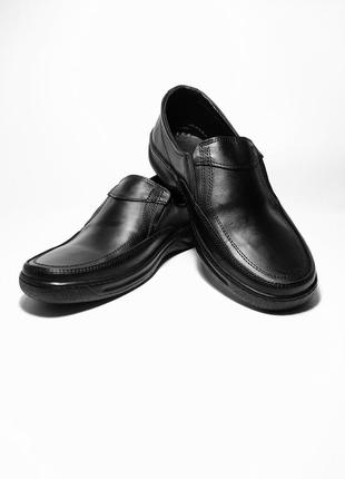 Туфли мужские кожаные на резинке сomfort черные3 фото