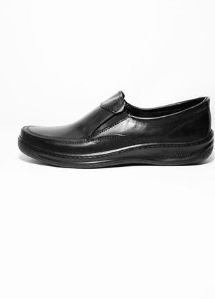 Туфли мужские кожаные на резинке сomfort черные