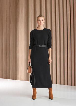 Длинное вязанное платье черное с длинным рукавом. модель 2525 trikobakh5 фото