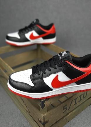 Nike sb duhk low pro білі з чорним з червоним кросівки чоловічі шкіряні відмінна якість кеди найк джордан осінні