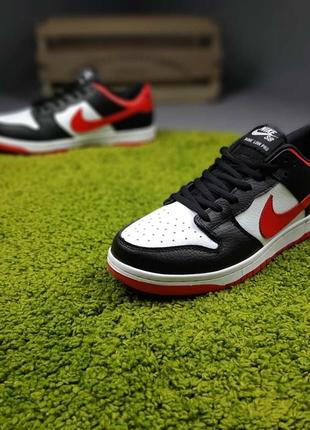 Nike sb duhk low pro білі з чорним з червоним кросівки чоловічі шкіряні відмінна якість кеди найк джордан осінні8 фото