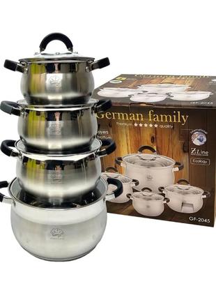 Набор кастрюль из нержавеющей стали 4 штуки german family gf-2045