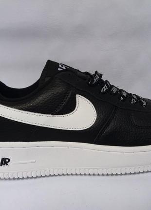 Кроссовки мужские кожаные черные с белым nike air force