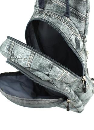 Однолямковий рюкзак слінг wallaby 112.47 сірий джинс5 фото