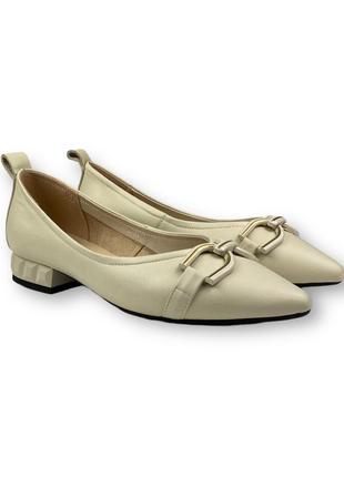 Женские кожаные бежевые балетки офисные туфли на низком ходу b80301fn-5828 brokolli 21503 фото