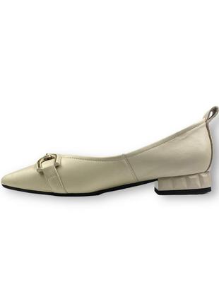 Женские кожаные бежевые балетки офисные туфли на низком ходу b80301fn-5828 brokolli 21502 фото