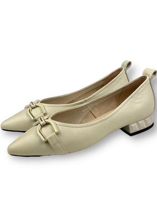 Женские кожаные бежевые балетки офисные туфли на низком ходу b80301fn-5828 brokolli 21504 фото