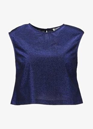 Кроп топ з люрексовою синьою ниткою від mint&berry